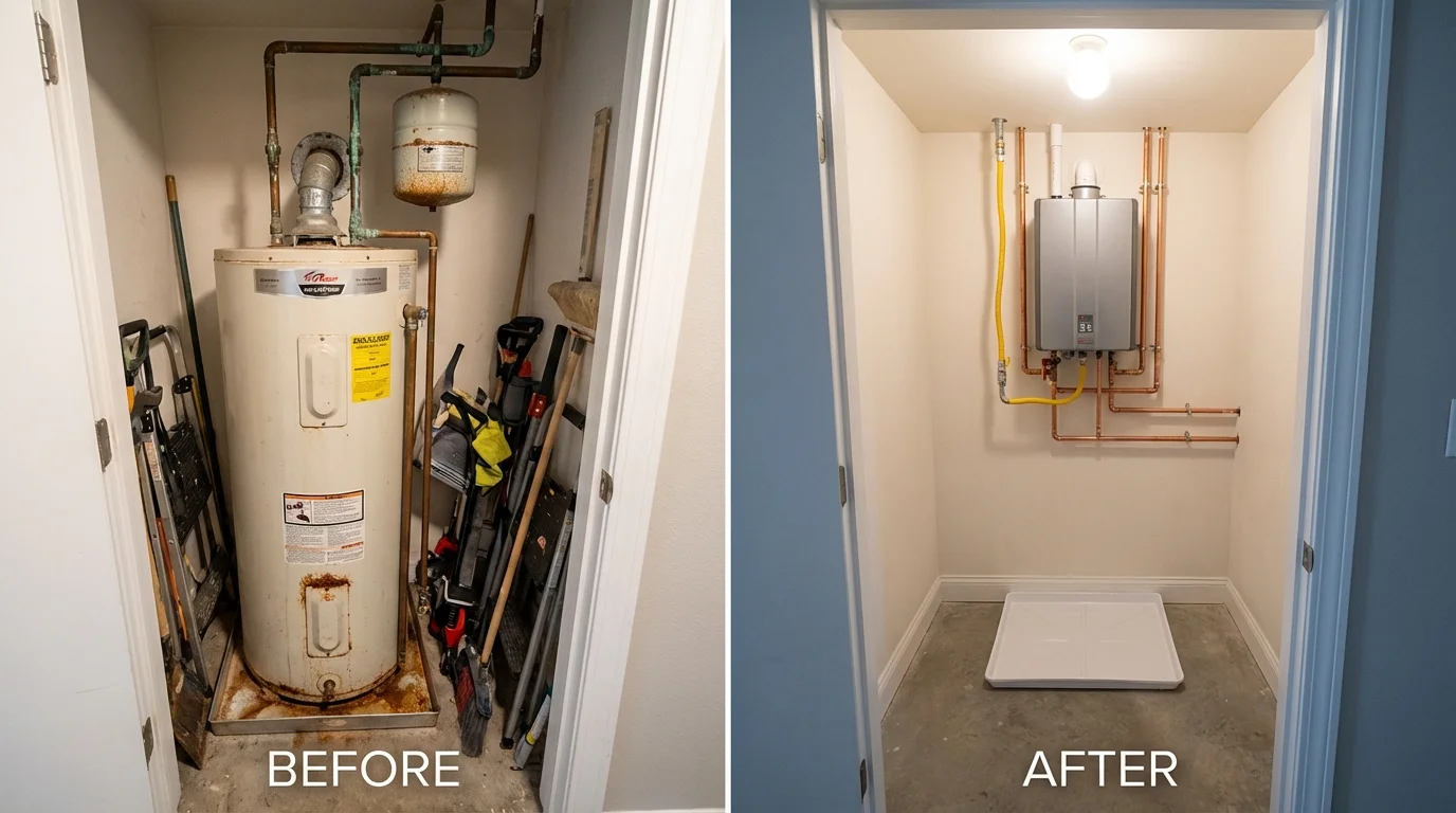 Tank water heater versus wall-mounted tankless unit comparison for Ramona, CA homeowners